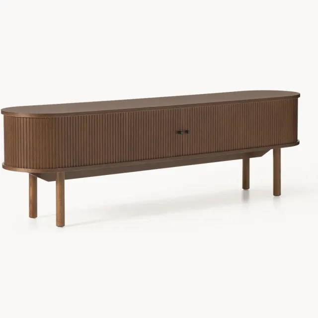 Westwing Collection Tv-meubel Calary met gefluteerde voorkant Bruin