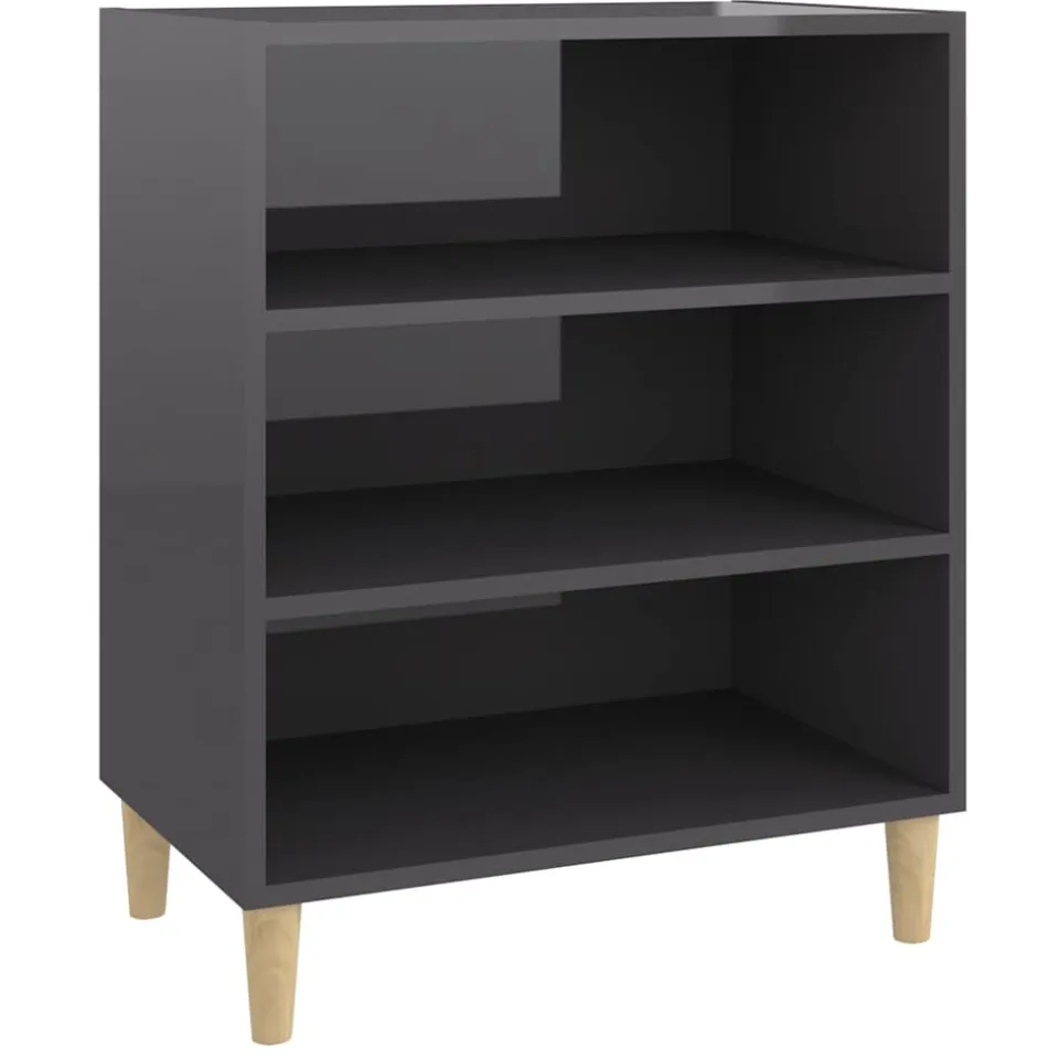 vidaXL Dressoir 57x35x70 cm bewerkt hout hoogglans grijs, foto 3