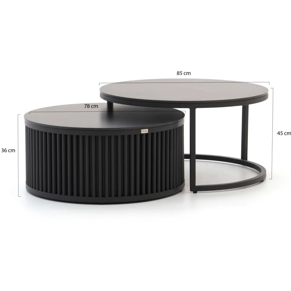 Bellagio tuinmeubelen Bellagio Oriago lounge tuintafelset ø85cm(h:45cm)/ø78cm (h:36cm) zwart, foto 2