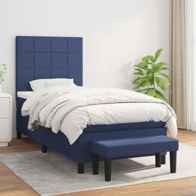vidaXL Boxspring met matras stof blauw 80x200 cm