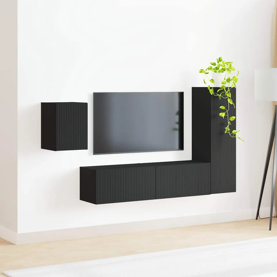vidaXL Tv-meubelset 4 st 30 x 31 x 100 cm Zwart, foto 3