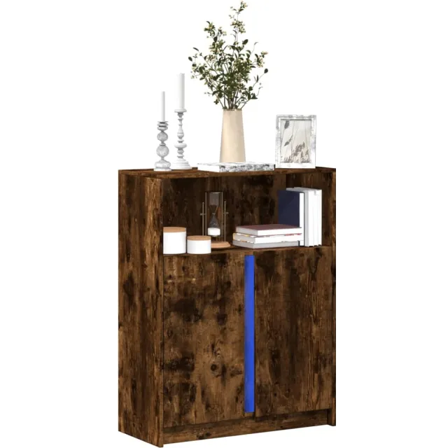 vidaXL Dressoir met LED 77x34x100 cm bewerkt hout gerookt eikenkleurig Bruin