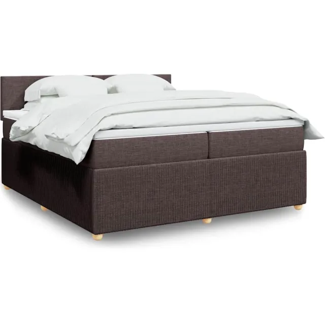 vidaXL Boxspring met matras stof donkerbruin 200x200 cm bruin