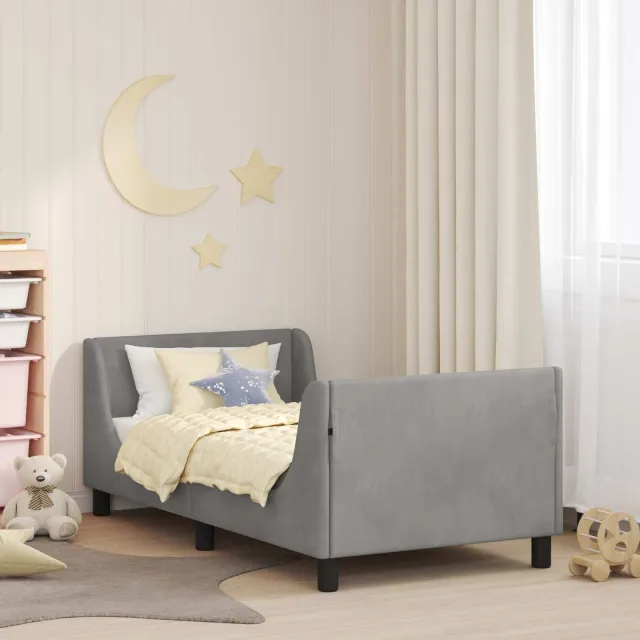 vidaXL Bedframe voor kinderen met hoofdbord Lichtgrijs 80 x 160 cm