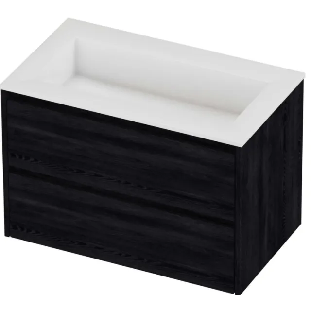 Proline Aristo Badmeubelset Polystone Elegant 80x46x54 cm Glans Wit Black Oak