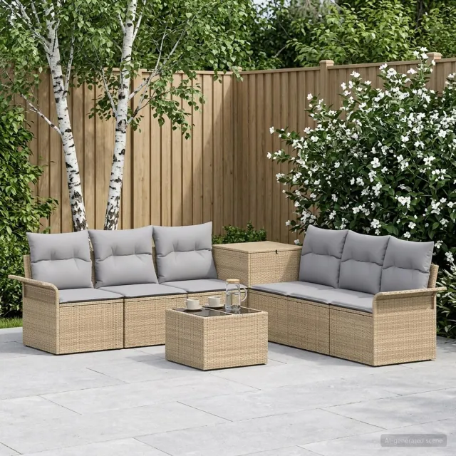 vidaXL Bankstel 8 st Beige en Licht Grijs 55 x 55 x 37 cm