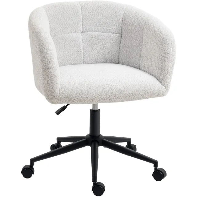 Homona Bureaustoel - Met wielen, 360° draaibaar en in hoogte verstelbaar - 65 x 59 x 75-85 cm - Crème en zwart Multi