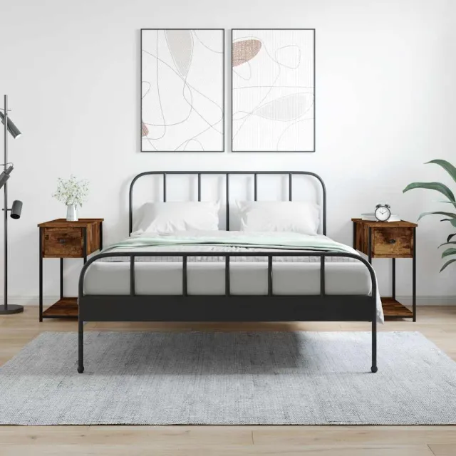 vidaXL Nachtkastjes 2 st 30x60x60 cm bewerkt hout gerookt eikenkleurig, foto 2