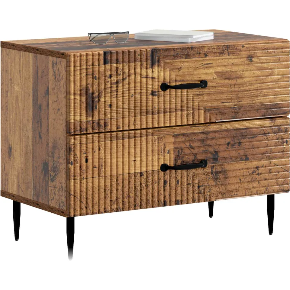 vidaXL Nachtkastje met lade Oud hout 62 x 34,5 x 47,5 cm Bewerkt hout Bruin