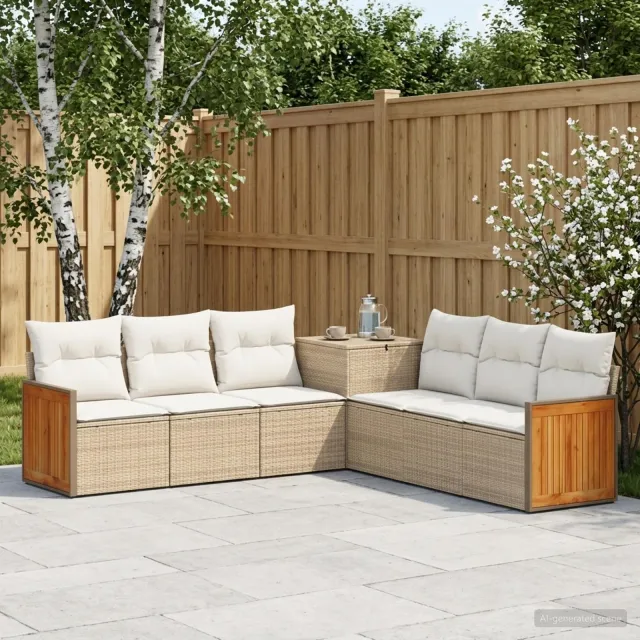 vidaXL Bankstel 7 st Beige en Crème Wit 118 x 62 x 69 cm
