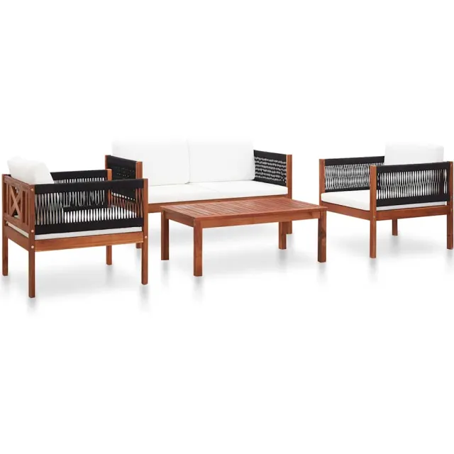 vidaXL 4-delige Loungeset massief acaciahout Bruin
