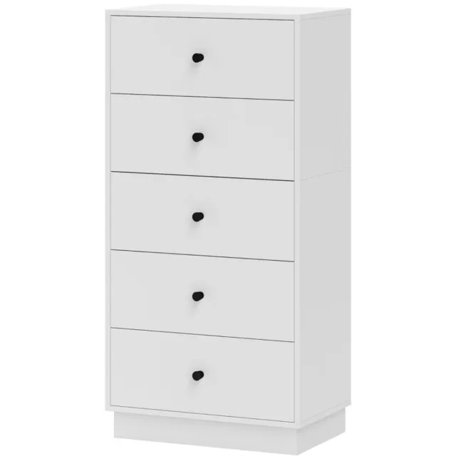 Merax Ladekast Met 5 Lades – Smalle Opbergkast Voor Slaapkamer - Hal En Woonkamer – Wit – 47x29x95 cm