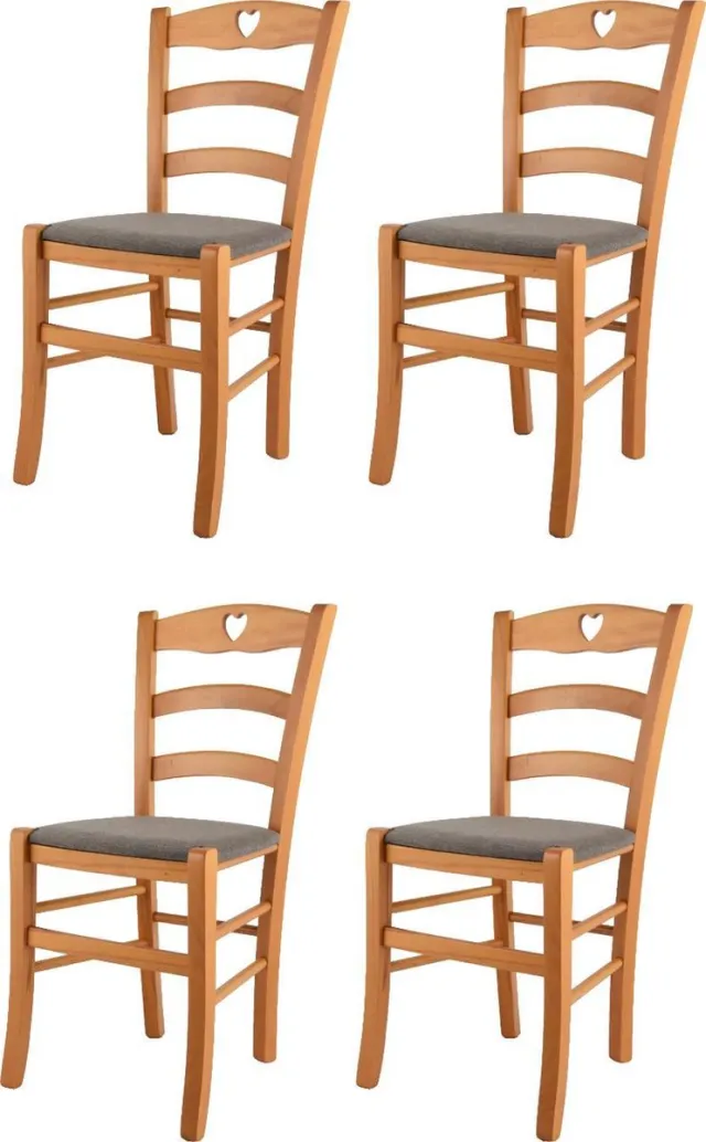 t m c s Tommychairs Cuore - Eetkamerstoelen - Set van 4 - Bruin - Stof en Hout Honing