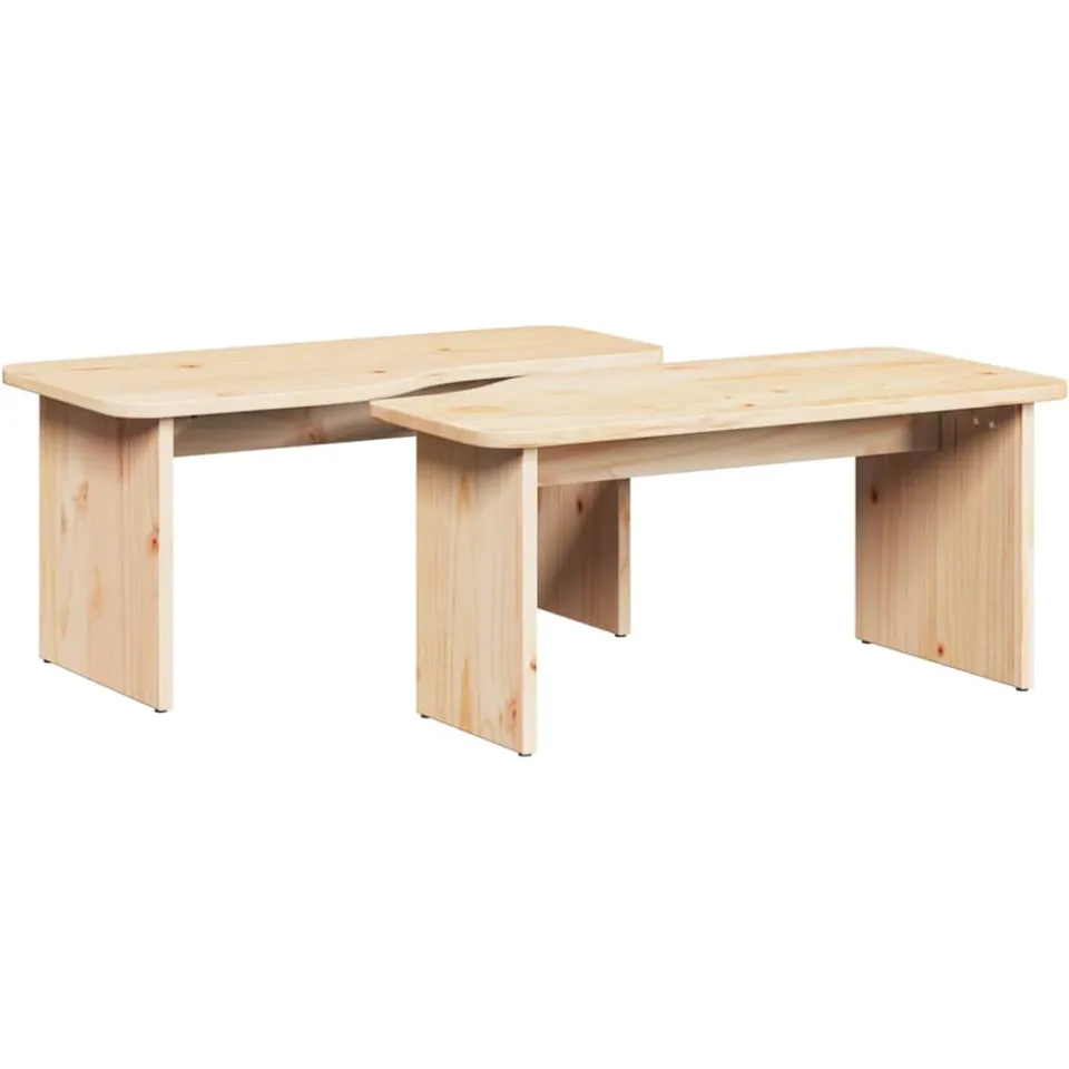 vidaXL Salontafel 2 st Naturel 100 x 69 x 35,5 cm Massief grenenhout, foto 3