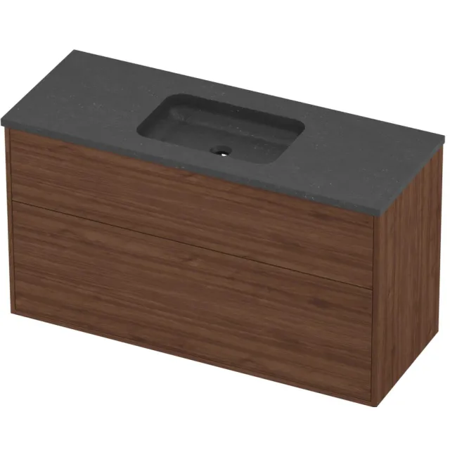 Proline Rollo Badmeubelset Hardsteen Elegant Asymmetrisch 120x46x67 cm Blue Stone Indian Walnut Houtlook