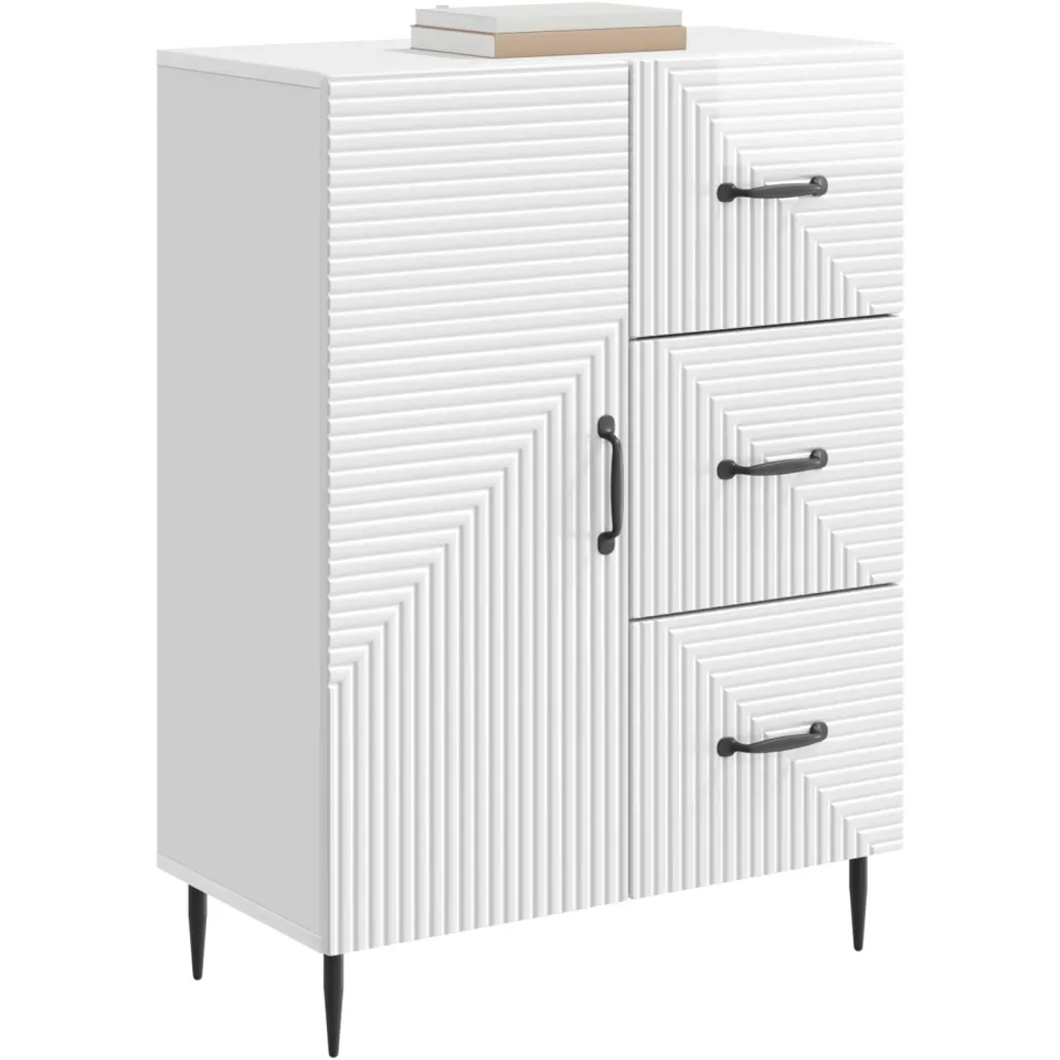 vidaXL Dressoir Hoogglans Wit 66 x 34,5 x 89,5 cm Bewerkt hout