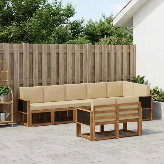 vidaXL Buiten bankenset 8 st 8-zits Natuurlijk en Beige