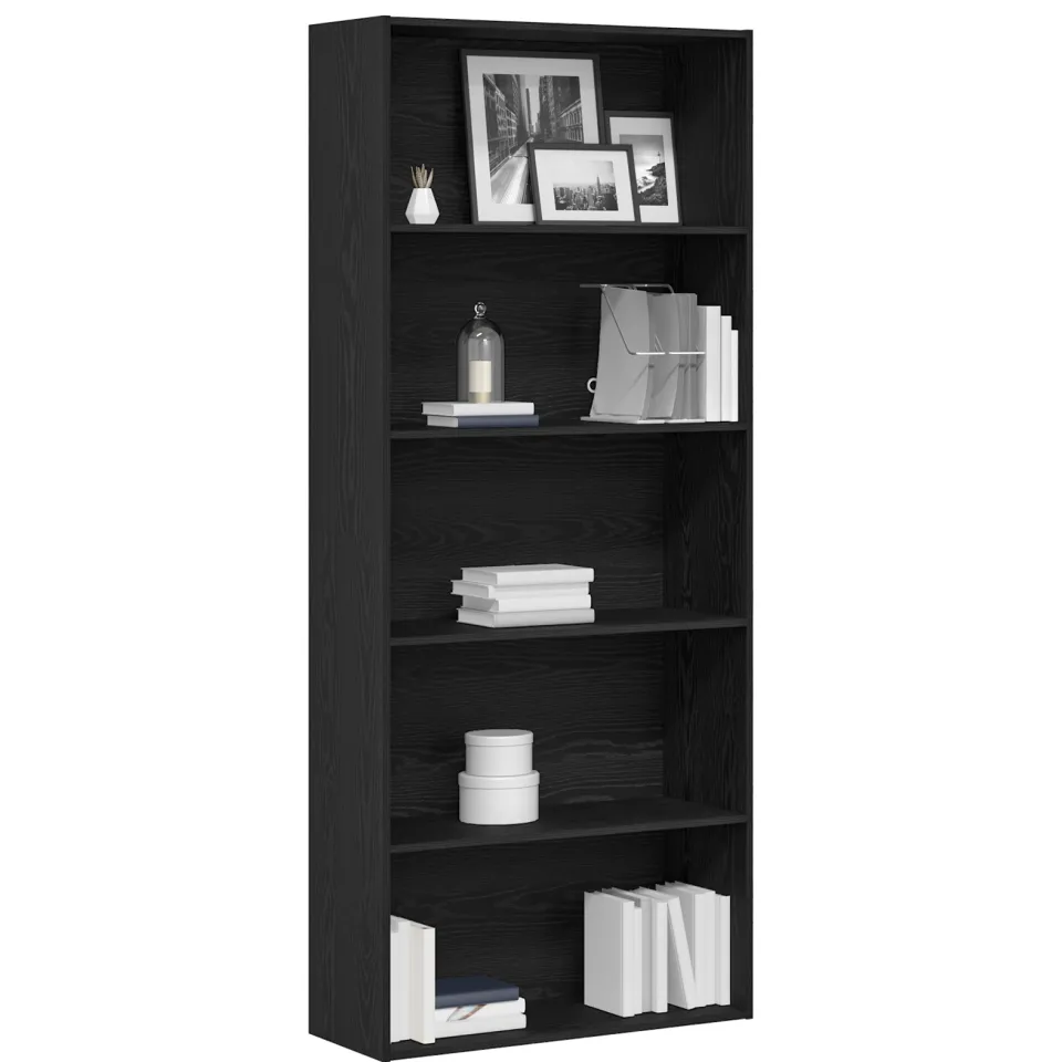 vidaXL Boekenkast Zwart Eiken 80x30x189 cm Engineered Wood