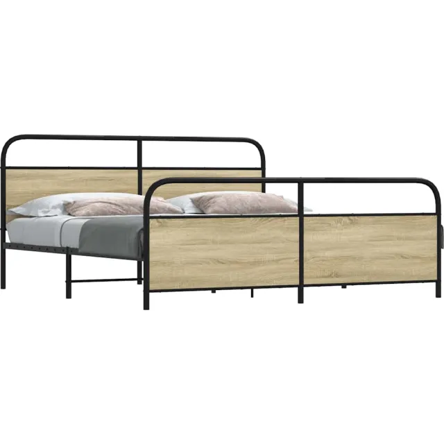 vidaXL Bedframe zonder matras metaal sonoma eikenkleur 200x200 cm