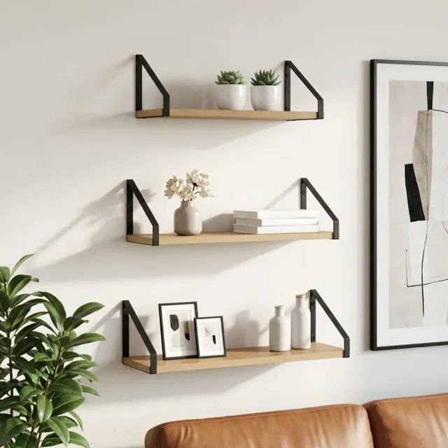 vidaXL Wandschappen 3 st Artisanaal eiken 60 x 16 x 15,5 cm Bruin