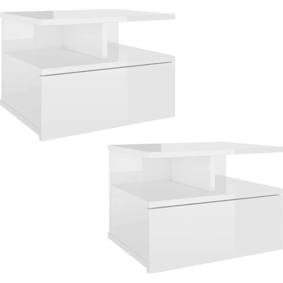 vidaXL Nachtkastjes 2 st 40x31x27cm bewerkt hout hoogglans wit, foto 3