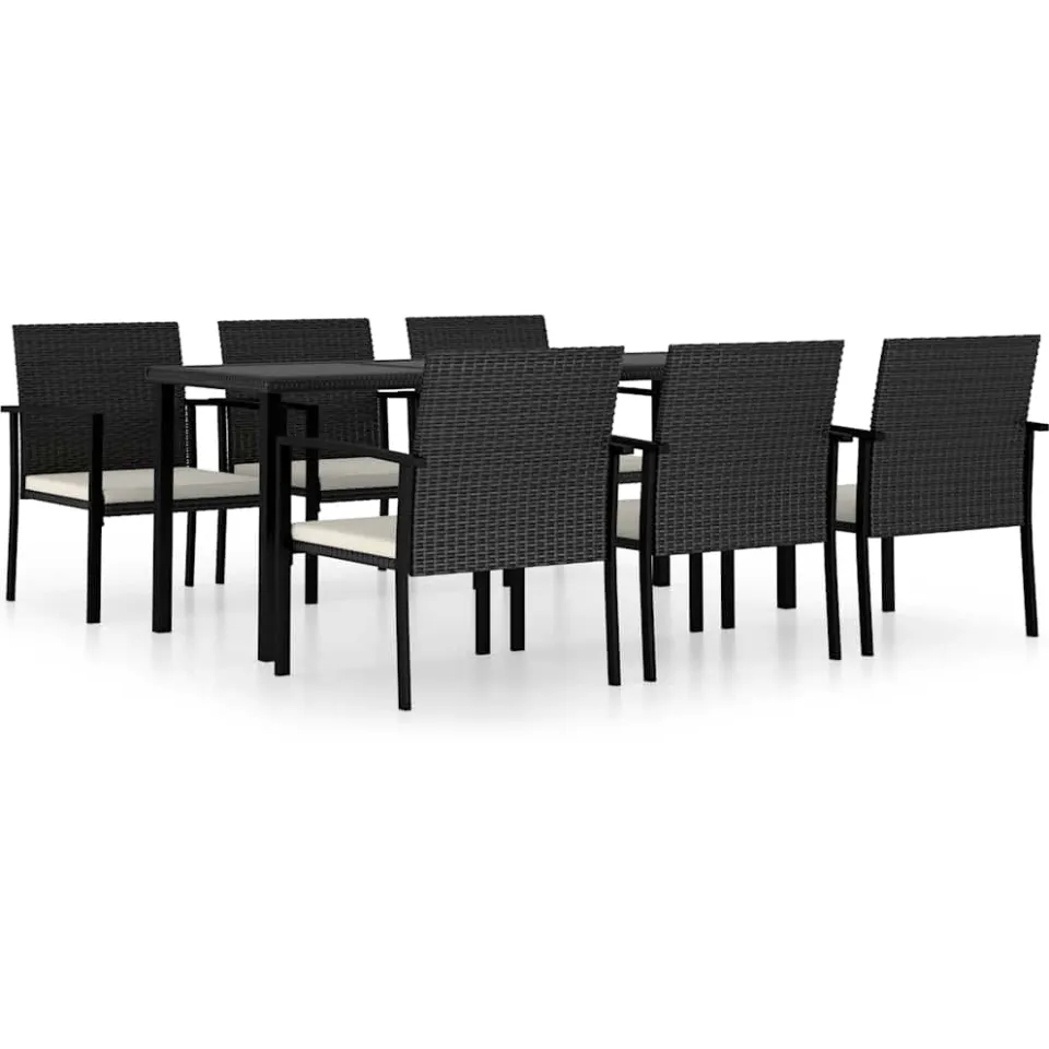vidaXL 7-delige Tuinset poly rattan zwart, foto 3