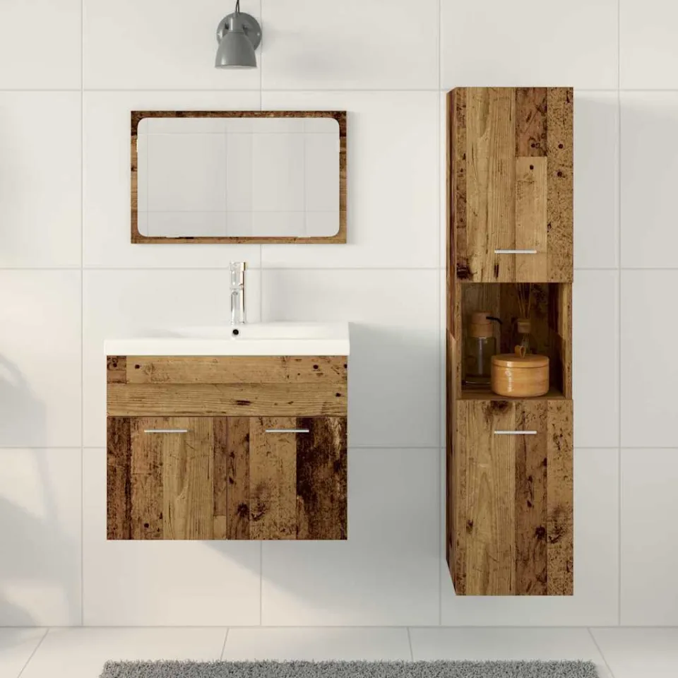 vidaXL Badkamermeubelset 4 st Bruin Bewerkt hout, foto 3