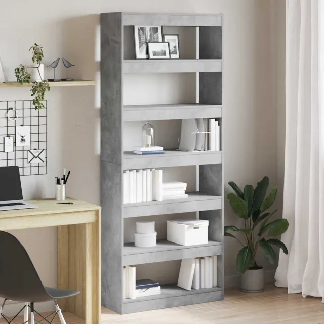 vidaXL Boekenkast 6-laags 80 x 30 x 198 cm Bewerkt hout Beton Grijs