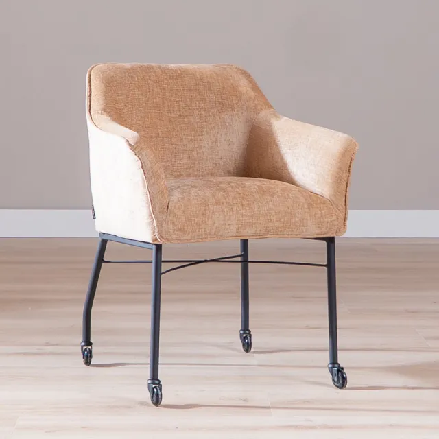 Bronx71 Eetkamerstoel met wieltjes Enzo chenille peach - stoel Terracotta