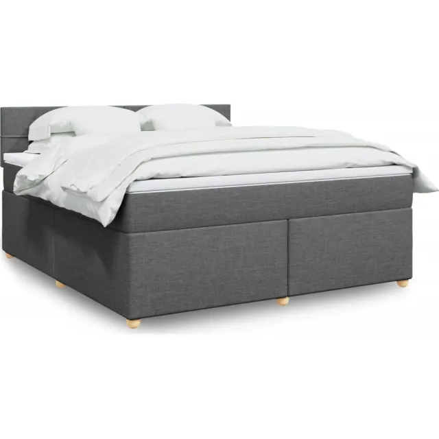 vidaXL Boxspring met matras stof donkergrijs 180x200 cm grijs