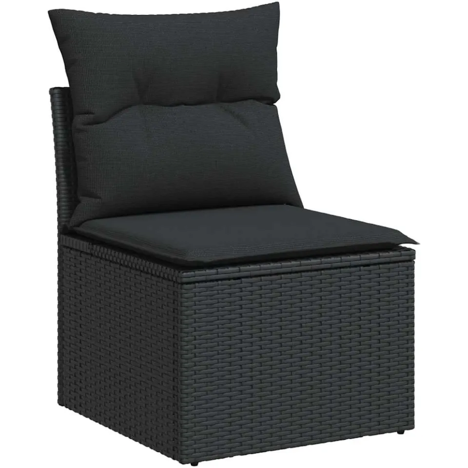 vidaXL 13-delige Loungeset met kussens poly rattan zwart