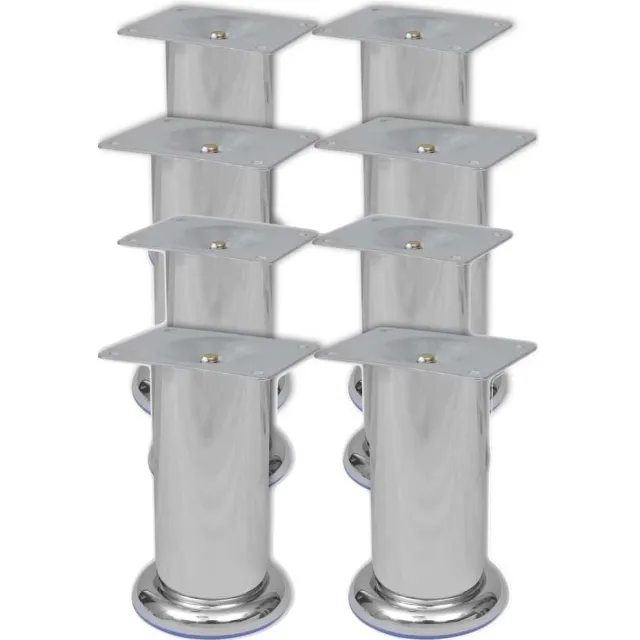 vidaXL Bankpoten rond 8 st 120 mm chroomkleurig Zilver