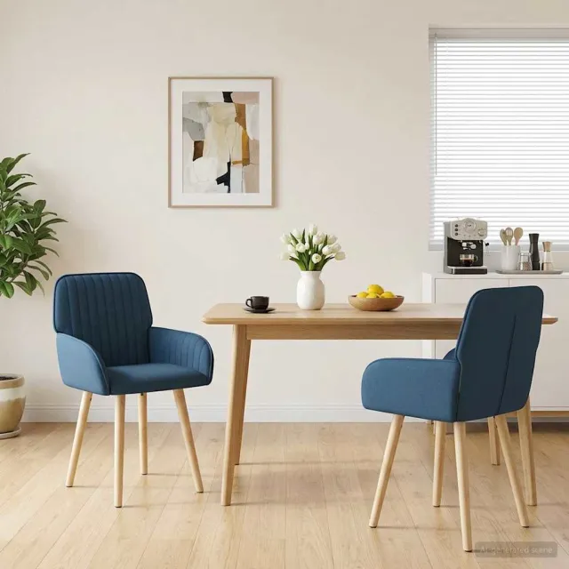 vidaXL Eettafelstoelen 2 st Stof Blauw 56,5 x 50 x 87,5 cm, foto 2