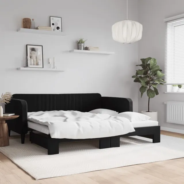 vidaXL Slaapbank met onderschuifbed 90x190 cm fluweel zwart