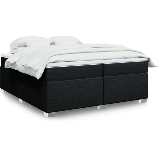 vidaXL Boxspring met matras stof zwart 200x200 cm