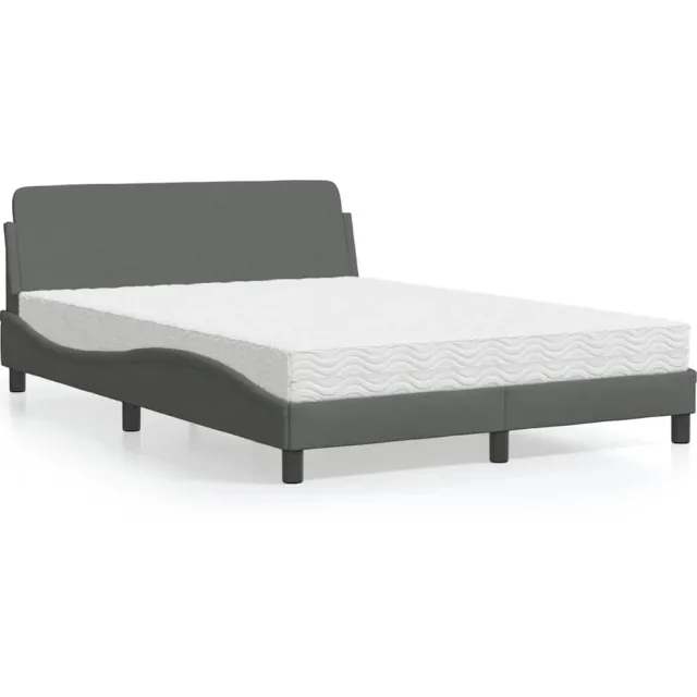 vidaXL Bed met matras "Dover" stof donkergrijs 140x200 cm