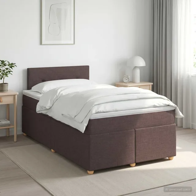 vidaXL Boxspringbed met matras Donkerbruin 120 x 200 cm Stof