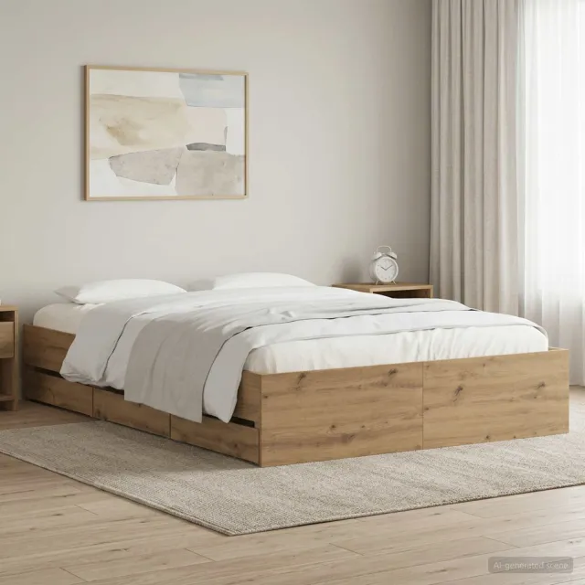 vidaXL Bedframe met opslag Artisan eiken 160 x 200 cm Bewerkt hout