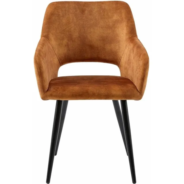 Mahom Eetkamerstoel Nantes Cognac met zwart onderstel Mahom Bruin