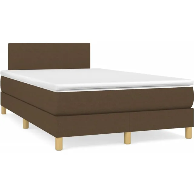 vidaXL Boxspring met matras stof donkerbruin 120x190 cm bruin