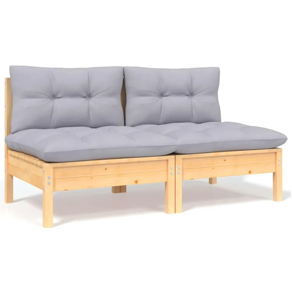vidaXL 13-delige Loungeset met grijze kussens grenenhout grijs, foto 3