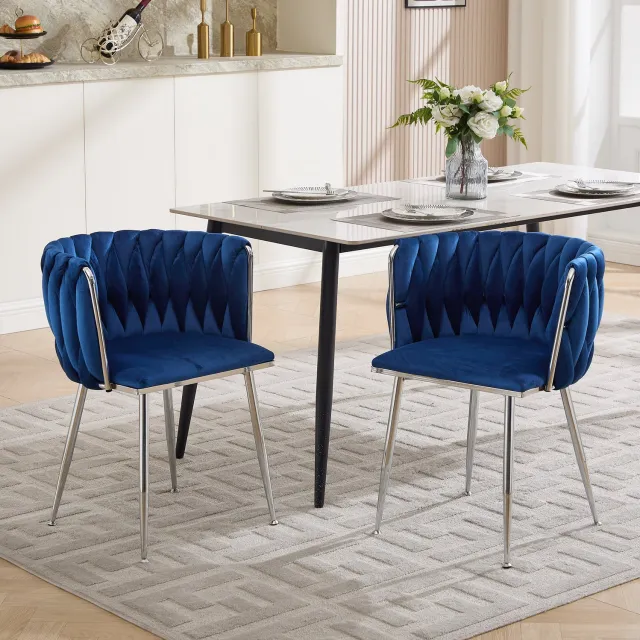 CHICFURN Barkruk - Gevoerd - Met lage rugleuning - Navy