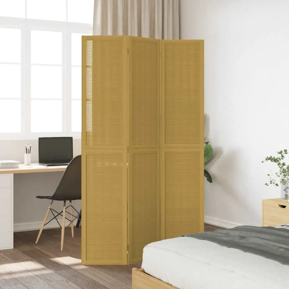vidaXL Kamerscherm met 3 panelen massief paulowniahout bruin, foto 3