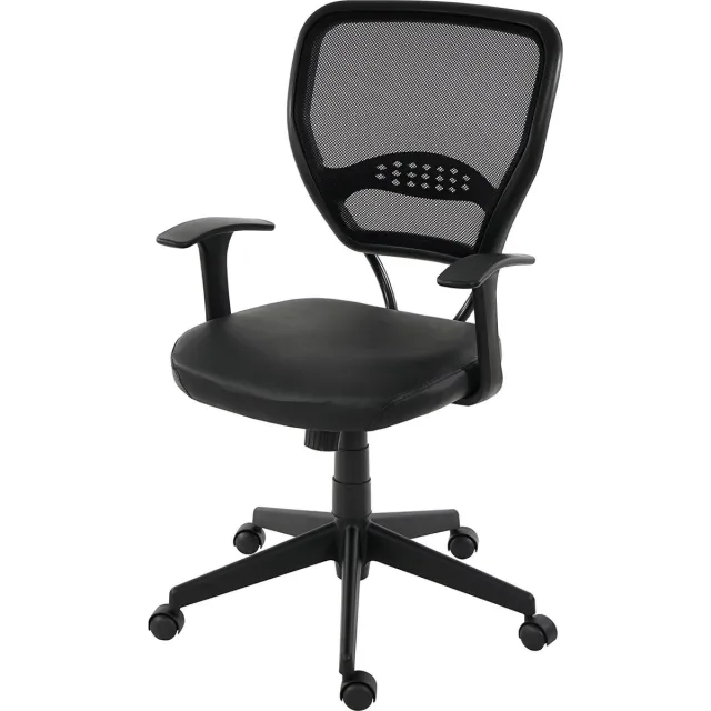 MCW Professionele bureaustoel Seattle, directiedraaistoel, 150 kg belastbaar, kunstleer ~ zwart met armleuningen