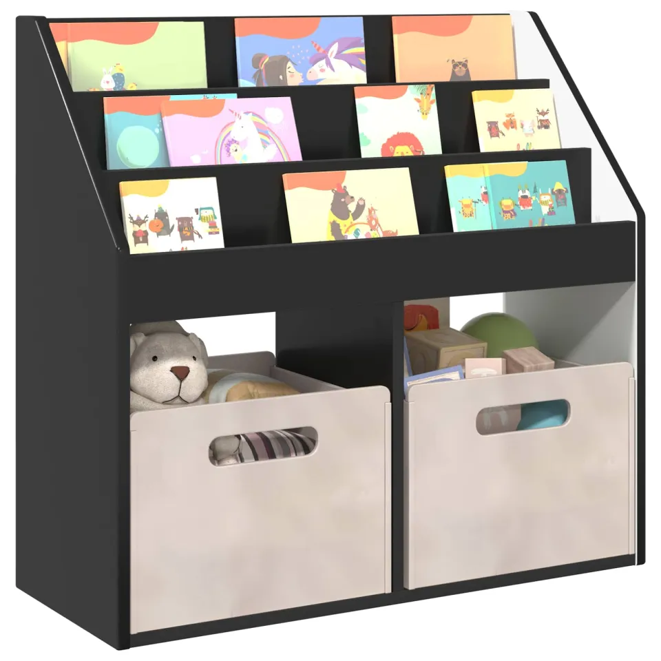 vidaXL Kinderen Boekenkast Zwart 72,5 x 29,5 x 69 cm Bewerkt hout