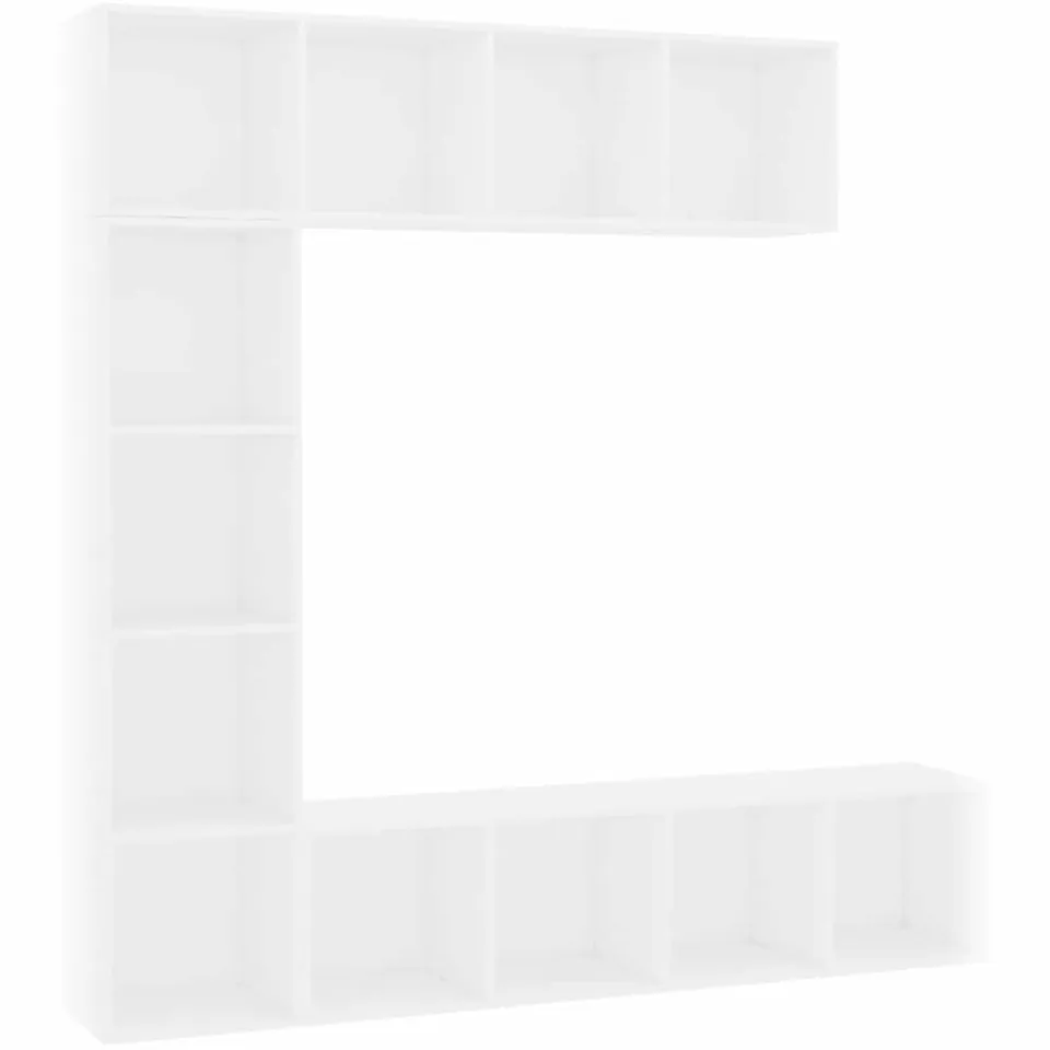 vidaXL 3-delige Boekenkast-/tv-meubelset 180x30x180 cm wit, foto 3