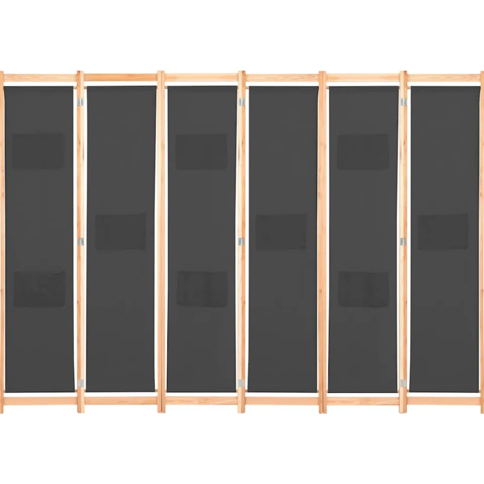 vidaXL Kamerscherm met 6 panelen 240x170x4 cm stof grijs, foto 2