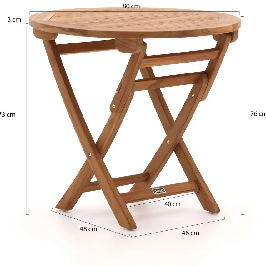 Bellagio tuinmeubelen Sunyard Preston klaptafel ø 80cm (h:75cm) bruin, foto 2