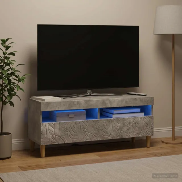 vidaXL LED tv-meubel Betongrijs Bewerkt hout