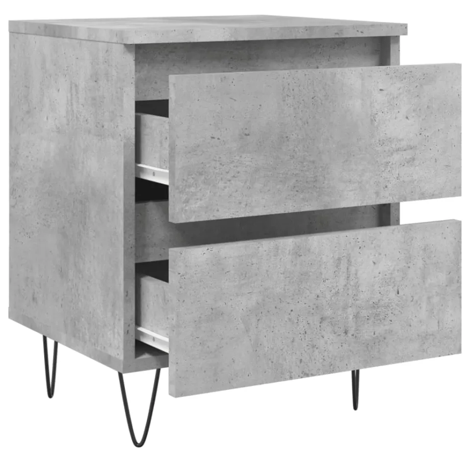 vidaXL Nachtkastjes 2 st 40x35x50 cm bewerkt hout betongrijs grijs, foto 3